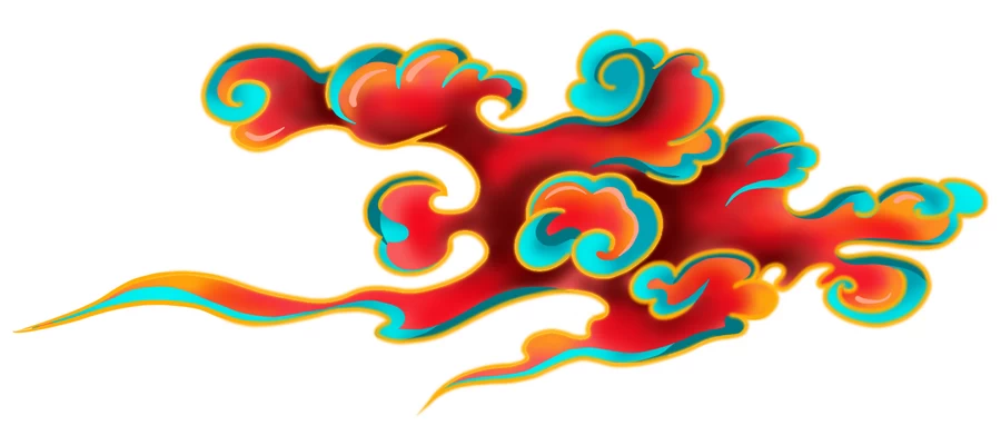 中国风中式复古国潮烫金祥云云朵图案装饰元素插画PSD设计素材【002】